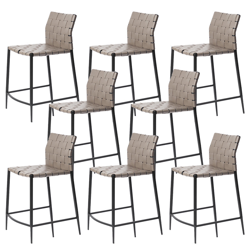 Faux Leather Bar Stools Low Back Dining Stools with Metal Base Gray 8 Piece Set Short Stool(22"H) Clearhalo 'Bar Furniture' 'Bar Stools' 'bar_stools' 'furn' 'furn_bar_stools' 'Furniture' 'Kitchen & Dining Furniture' 7244121