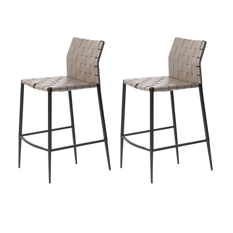 Faux Leather Bar Stools Low Back Dining Stools with Metal Base Gray 2 Piece Set Counter Stool(26"H) Clearhalo 'Bar Furniture' 'Bar Stools' 'bar_stools' 'furn' 'furn_bar_stools' 'Furniture' 'Kitchen & Dining Furniture' 7244123