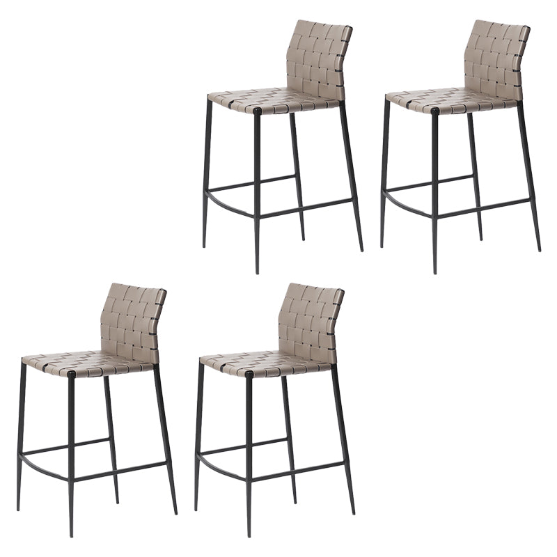 Faux Leather Bar Stools Low Back Dining Stools with Metal Base Gray 4 Piece Set Counter Stool(26"H) Clearhalo 'Bar Furniture' 'Bar Stools' 'bar_stools' 'furn' 'furn_bar_stools' 'Furniture' 'Kitchen & Dining Furniture' 7244124