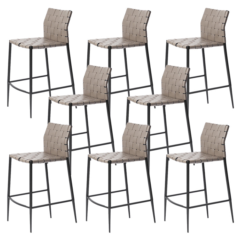 Faux Leather Bar Stools Low Back Dining Stools with Metal Base Gray 8 Piece Set Counter Stool(26"H) Clearhalo 'Bar Furniture' 'Bar Stools' 'bar_stools' 'furn' 'furn_bar_stools' 'Furniture' 'Kitchen & Dining Furniture' 7244126