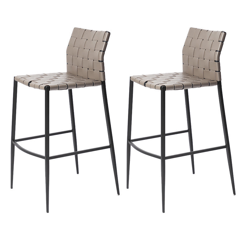 Faux Leather Bar Stools Low Back Dining Stools with Metal Base Gray 2 Piece Set Bar Stool(30"H) Clearhalo 'Bar Furniture' 'Bar Stools' 'bar_stools' 'furn' 'furn_bar_stools' 'Furniture' 'Kitchen & Dining Furniture' 7244128