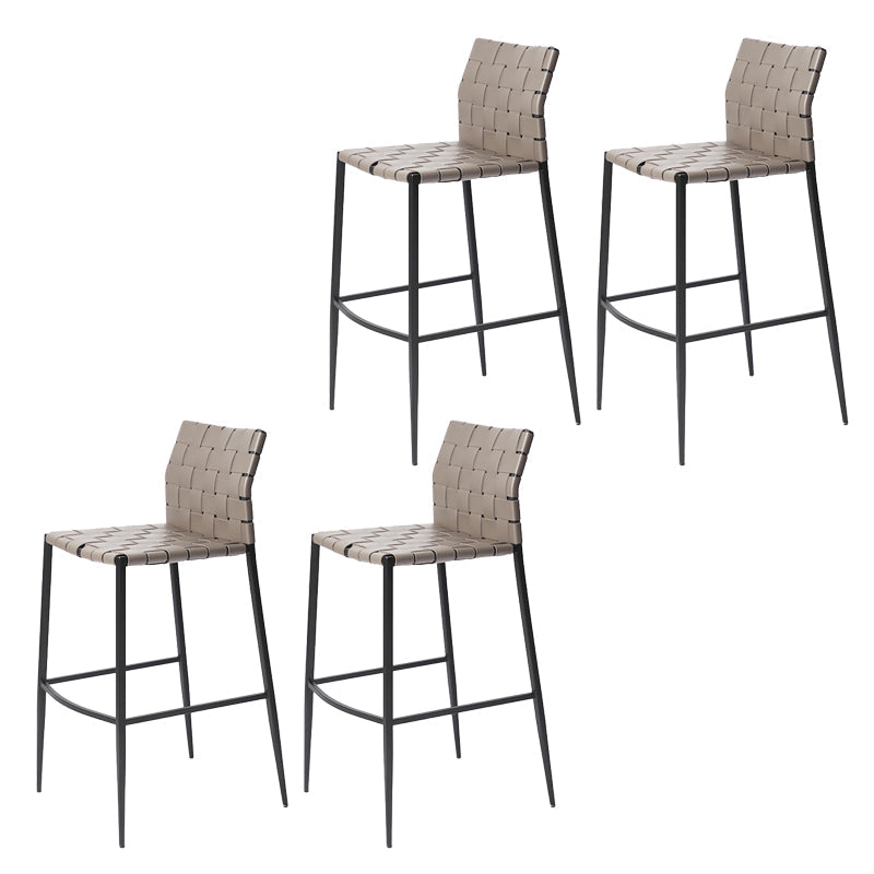 Faux Leather Bar Stools Low Back Dining Stools with Metal Base Gray 4 Piece Set Bar Stool(30"H) Clearhalo 'Bar Furniture' 'Bar Stools' 'bar_stools' 'furn' 'furn_bar_stools' 'Furniture' 'Kitchen & Dining Furniture' 7244129