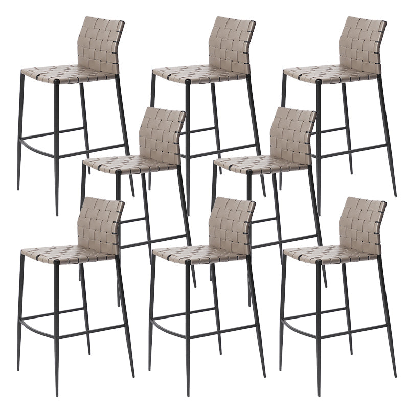 Faux Leather Bar Stools Low Back Dining Stools with Metal Base Gray 8 Piece Set Bar Stool(30"H) Clearhalo 'Bar Furniture' 'Bar Stools' 'bar_stools' 'furn' 'furn_bar_stools' 'Furniture' 'Kitchen & Dining Furniture' 7244131
