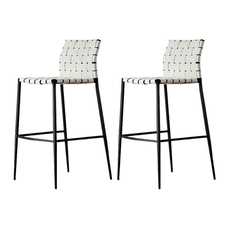 Faux Leather Bar Stools Low Back Dining Stools with Metal Base White 2 Piece Set Clearhalo 'Bar Furniture' 'Bar Stools' 'bar_stools' 'furn' 'furn_bar_stools' 'Furniture' 'Kitchen & Dining Furniture' 7244133