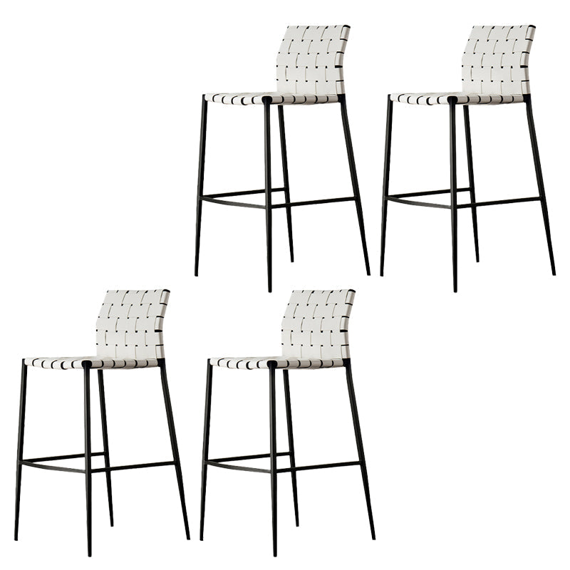 Faux Leather Bar Stools Low Back Dining Stools with Metal Base White 4 Piece Set Clearhalo 'Bar Furniture' 'Bar Stools' 'bar_stools' 'furn' 'furn_bar_stools' 'Furniture' 'Kitchen & Dining Furniture' 7244134
