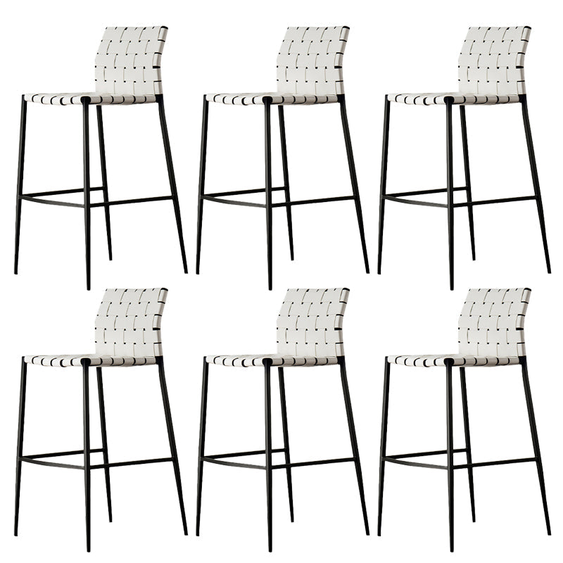Faux Leather Bar Stools Low Back Dining Stools with Metal Base White 6 Piece Set Clearhalo 'Bar Furniture' 'Bar Stools' 'bar_stools' 'furn' 'furn_bar_stools' 'Furniture' 'Kitchen & Dining Furniture' 7244135