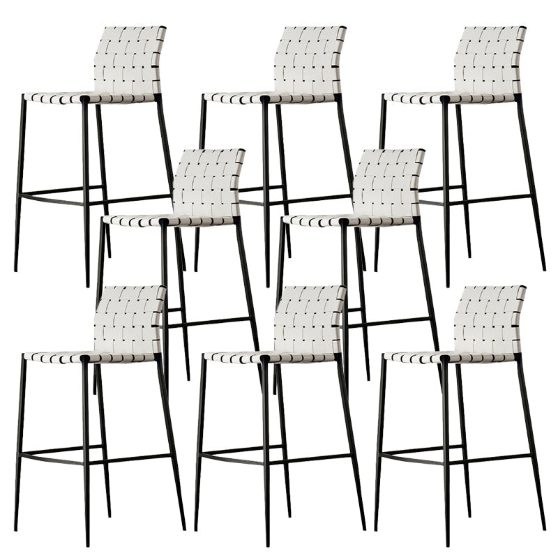 Faux Leather Bar Stools Low Back Dining Stools with Metal Base White 8 Piece Set Clearhalo 'Bar Furniture' 'Bar Stools' 'bar_stools' 'furn' 'furn_bar_stools' 'Furniture' 'Kitchen & Dining Furniture' 7244136