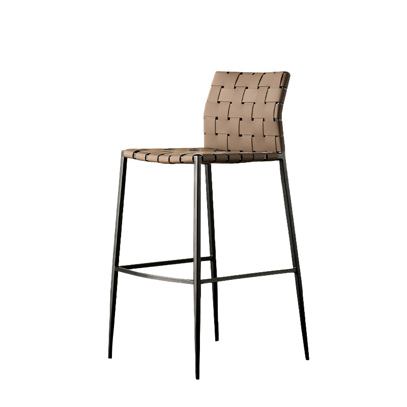 Faux Leather Bar Stools Low Back Dining Stools with Metal Base Brown 1 Piece Clearhalo 'Bar Furniture' 'Bar Stools' 'bar_stools' 'furn' 'furn_bar_stools' 'Furniture' 'Kitchen & Dining Furniture' 7244137
