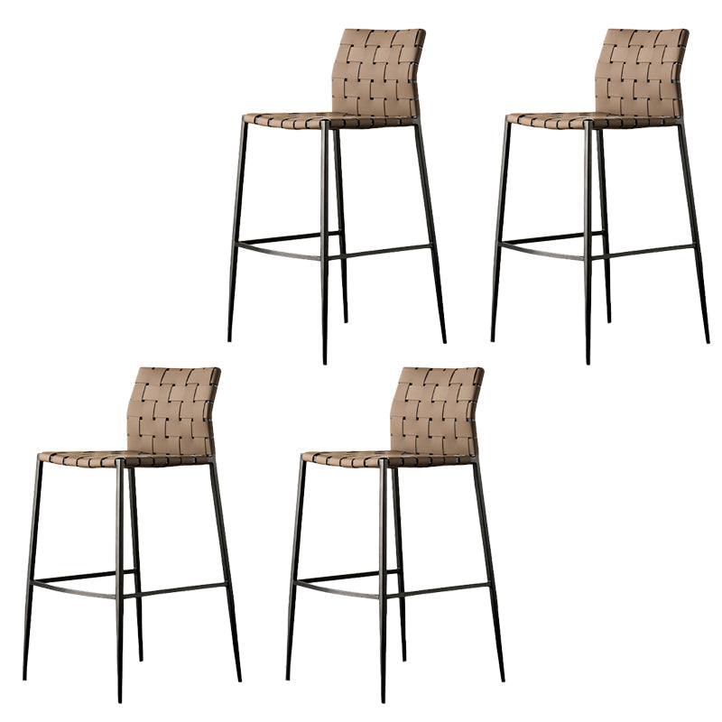 Faux Leather Bar Stools Low Back Dining Stools with Metal Base Brown 4 Piece Set Clearhalo 'Bar Furniture' 'Bar Stools' 'bar_stools' 'furn' 'furn_bar_stools' 'Furniture' 'Kitchen & Dining Furniture' 7244139