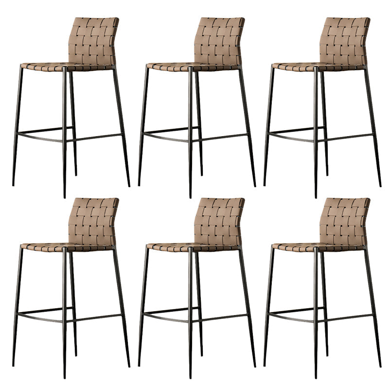 Faux Leather Bar Stools Low Back Dining Stools with Metal Base Brown 6 Piece Set Clearhalo 'Bar Furniture' 'Bar Stools' 'bar_stools' 'furn' 'furn_bar_stools' 'Furniture' 'Kitchen & Dining Furniture' 7244140