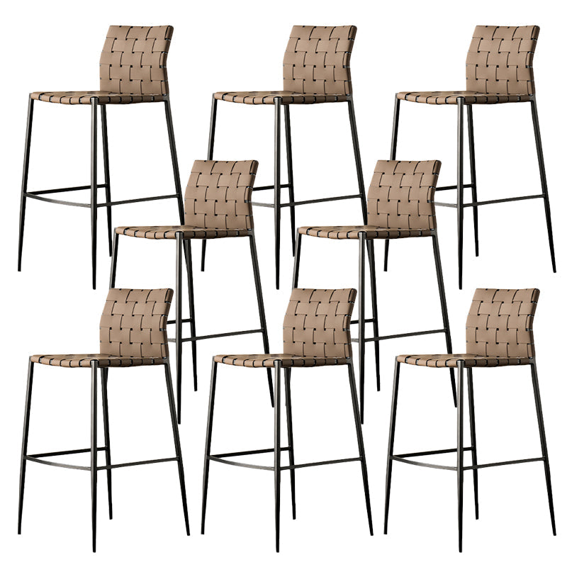 Faux Leather Bar Stools Low Back Dining Stools with Metal Base Brown 8 Piece Set Clearhalo 'Bar Furniture' 'Bar Stools' 'bar_stools' 'furn' 'furn_bar_stools' 'Furniture' 'Kitchen & Dining Furniture' 7244141