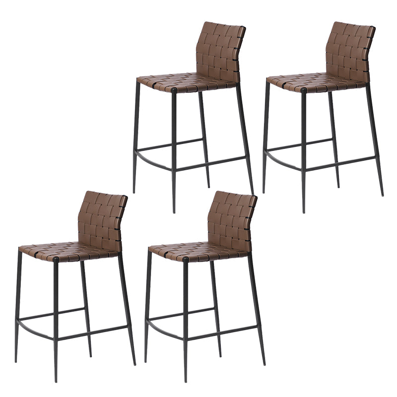 Faux Leather Bar Stools Low Back Dining Stools with Metal Base Dark Brown 4 Piece Set Counter Stool(26"H) Clearhalo 'Bar Furniture' 'Bar Stools' 'bar_stools' 'furn' 'furn_bar_stools' 'Furniture' 'Kitchen & Dining Furniture' 7244149