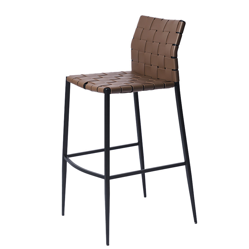 Faux Leather Bar Stools Low Back Dining Stools with Metal Base Dark Brown 1 Piece Bar Stool(30"H) Clearhalo 'Bar Furniture' 'Bar Stools' 'bar_stools' 'furn' 'furn_bar_stools' 'Furniture' 'Kitchen & Dining Furniture' 7244152