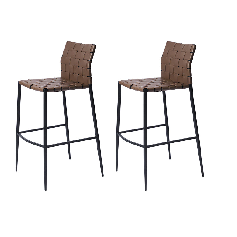 Faux Leather Bar Stools Low Back Dining Stools with Metal Base Dark Brown 2 Piece Set Bar Stool(30"H) Clearhalo 'Bar Furniture' 'Bar Stools' 'bar_stools' 'furn' 'furn_bar_stools' 'Furniture' 'Kitchen & Dining Furniture' 7244153