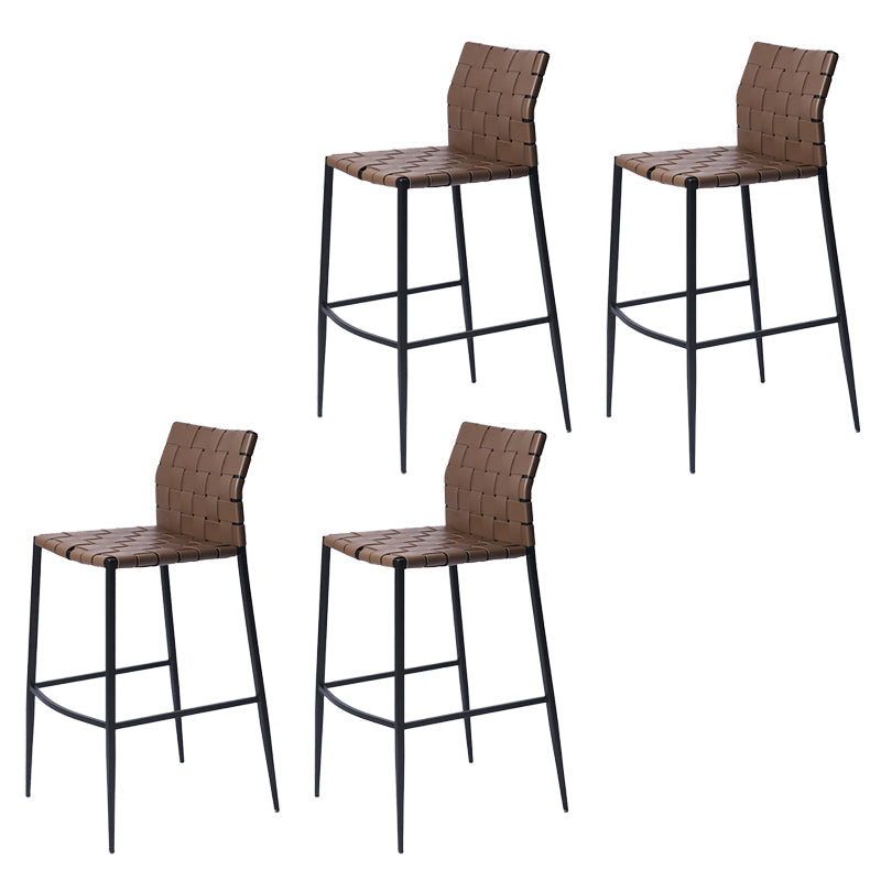 Faux Leather Bar Stools Low Back Dining Stools with Metal Base Dark Brown 4 Piece Set Bar Stool(30"H) Clearhalo 'Bar Furniture' 'Bar Stools' 'bar_stools' 'furn' 'furn_bar_stools' 'Furniture' 'Kitchen & Dining Furniture' 7244154