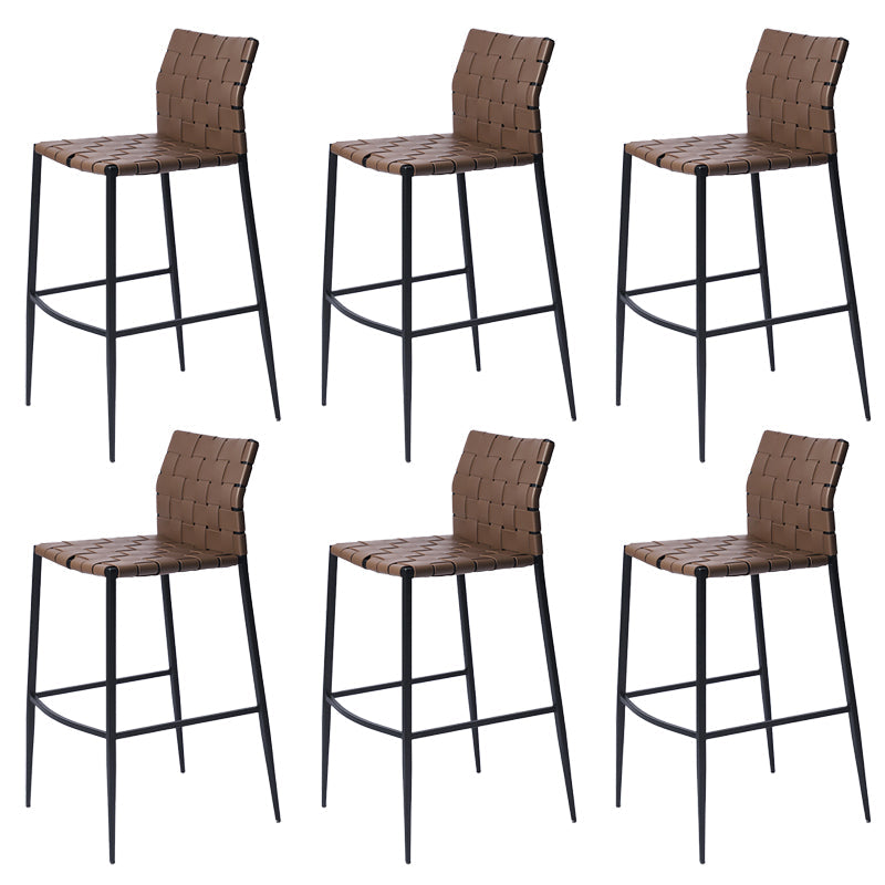 Faux Leather Bar Stools Low Back Dining Stools with Metal Base Dark Brown 6 Piece Set Bar Stool(30"H) Clearhalo 'Bar Furniture' 'Bar Stools' 'bar_stools' 'furn' 'furn_bar_stools' 'Furniture' 'Kitchen & Dining Furniture' 7244155