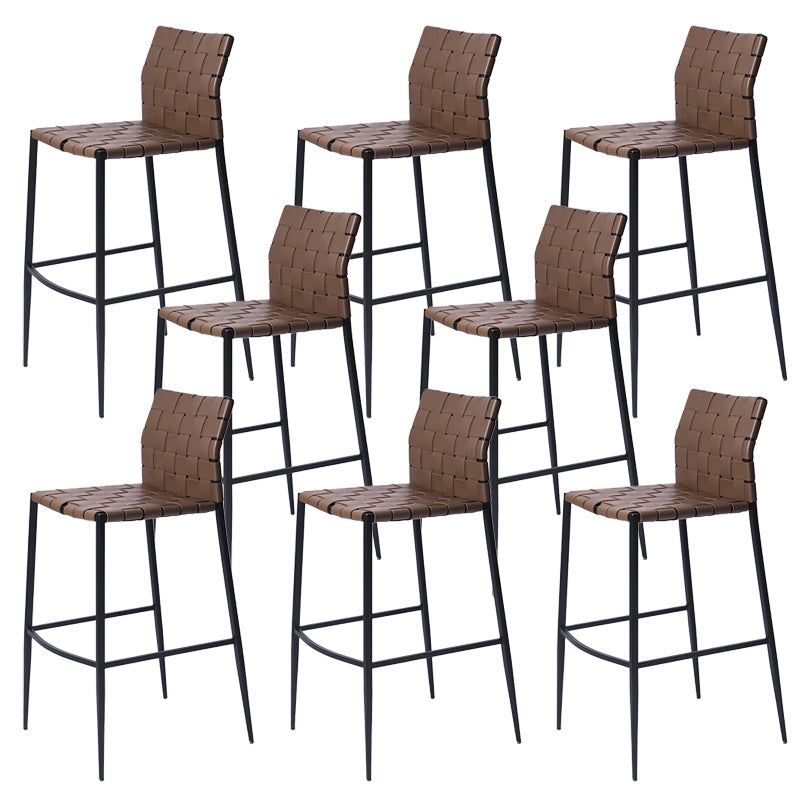 Faux Leather Bar Stools Low Back Dining Stools with Metal Base Dark Brown 8 Piece Set Bar Stool(30"H) Clearhalo 'Bar Furniture' 'Bar Stools' 'bar_stools' 'furn' 'furn_bar_stools' 'Furniture' 'Kitchen & Dining Furniture' 7244156