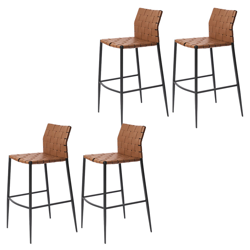 Faux Leather Bar Stools Low Back Dining Stools with Metal Base Yellowish Brown 4 Piece Set Bar Stool(30"H) Clearhalo 'Bar Furniture' 'Bar Stools' 'bar_stools' 'furn' 'furn_bar_stools' 'Furniture' 'Kitchen & Dining Furniture' 7244169
