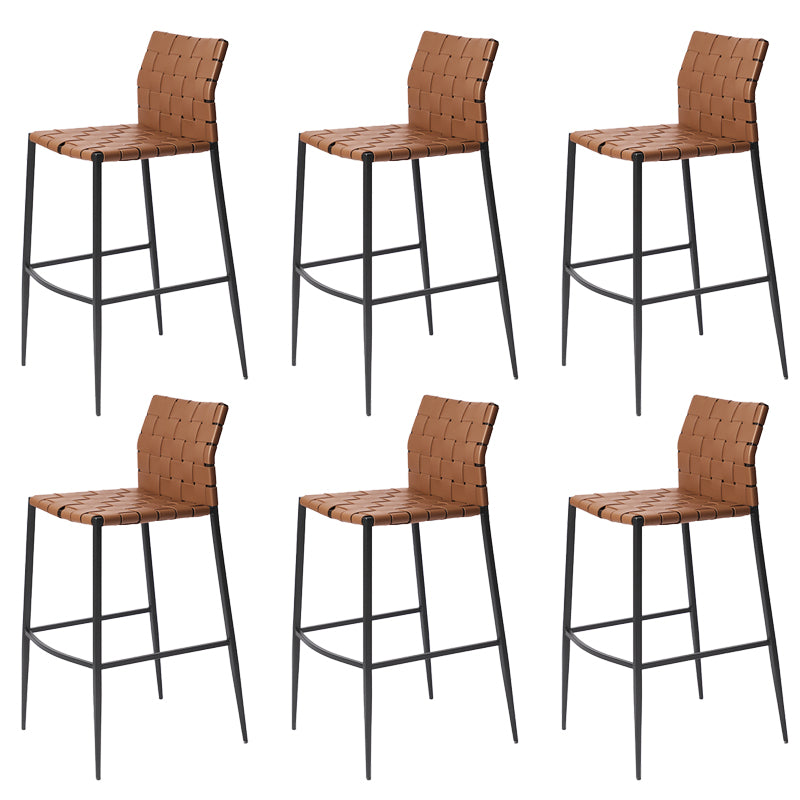 Faux Leather Bar Stools Low Back Dining Stools with Metal Base Yellowish Brown 6 Piece Set Bar Stool(30"H) Clearhalo 'Bar Furniture' 'Bar Stools' 'bar_stools' 'furn' 'furn_bar_stools' 'Furniture' 'Kitchen & Dining Furniture' 7244170