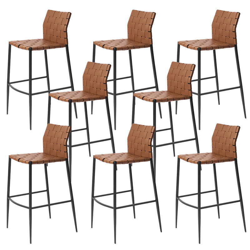 Faux Leather Bar Stools Low Back Dining Stools with Metal Base Yellowish Brown 8 Piece Set Bar Stool(30"H) Clearhalo 'Bar Furniture' 'Bar Stools' 'bar_stools' 'furn' 'furn_bar_stools' 'Furniture' 'Kitchen & Dining Furniture' 7244171