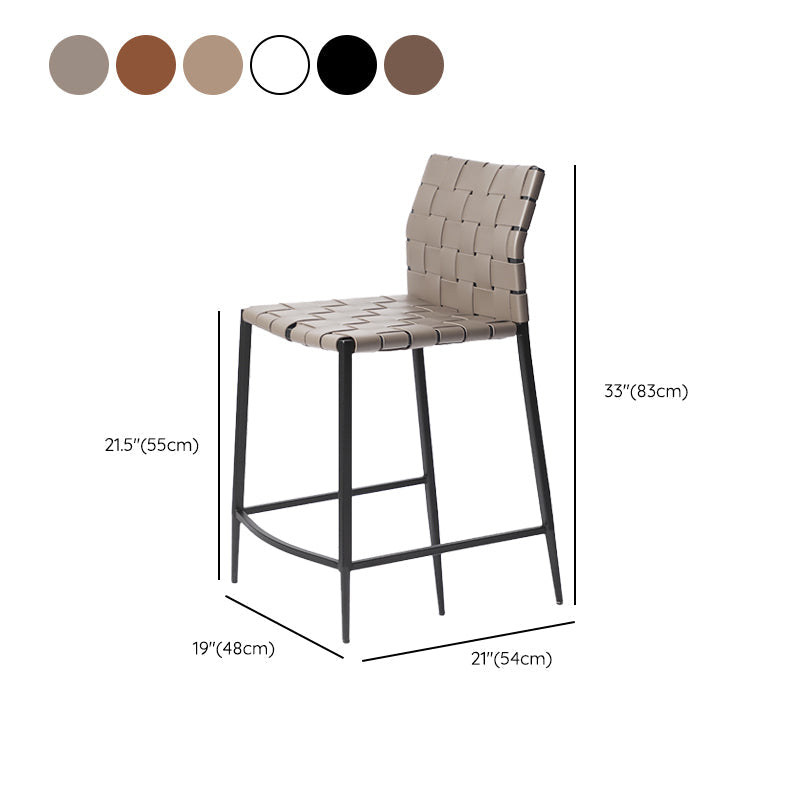 Faux Leather Bar Stools Low Back Dining Stools with Metal Base Clearhalo 'Bar Furniture' 'Bar Stools' 'bar_stools' 'furn' 'furn_bar_stools' 'Furniture' 'Kitchen & Dining Furniture' 7244172