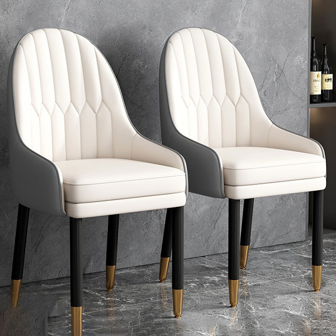 Faux Leather Dining Chairs Modern Parsons Arm Chair with Wood Legs