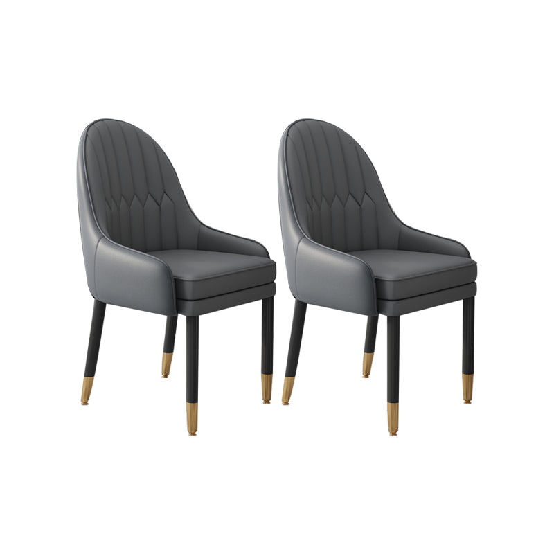 Faux Leather Dining Chairs Modern Parsons Arm Chair with Wood Legs