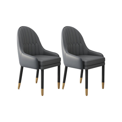 Faux Leather Dining Chairs Modern Parsons Arm Chair with Wood Legs