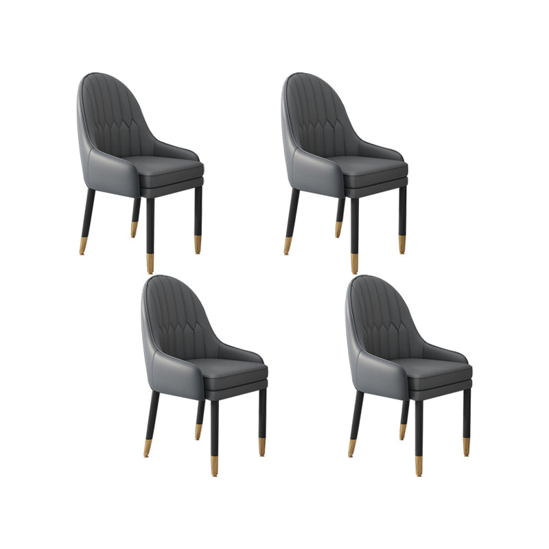 Faux Leather Dining Chairs Modern Parsons Arm Chair with Wood Legs