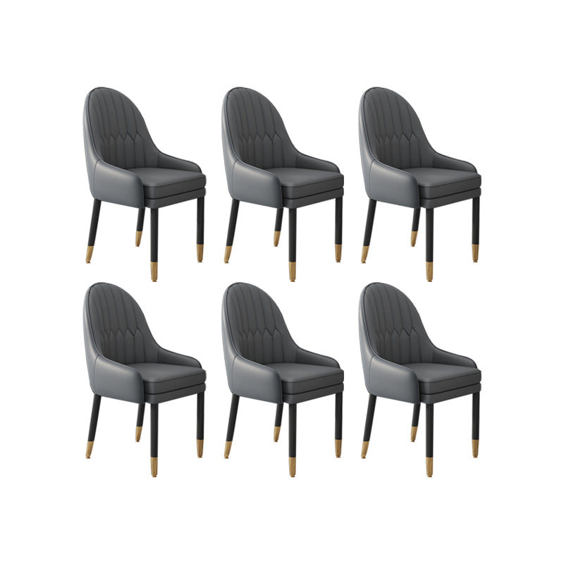 Faux Leather Dining Chairs Modern Parsons Arm Chair with Wood Legs