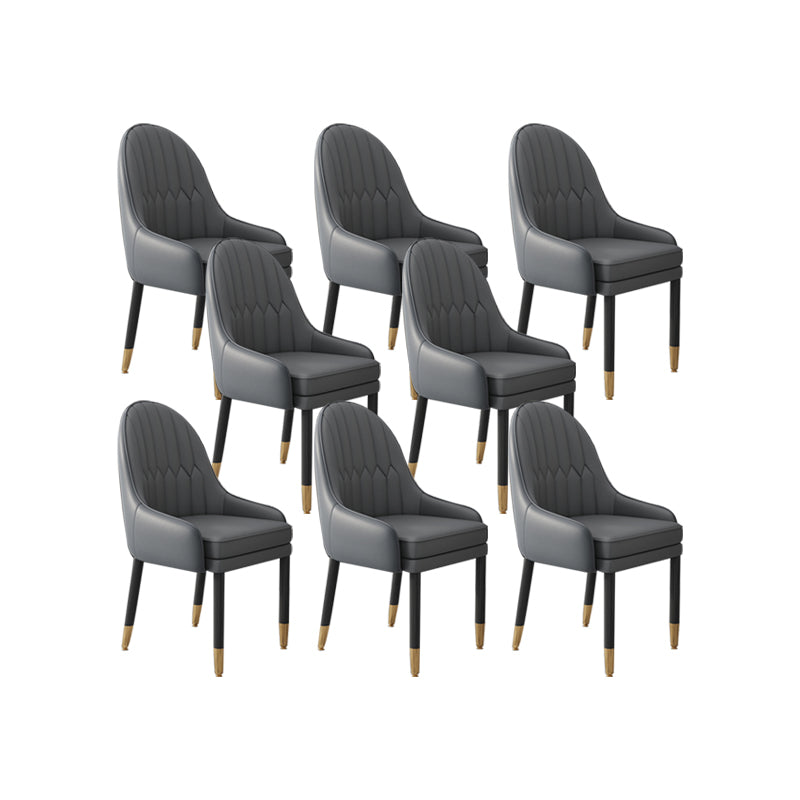 Faux Leather Dining Chairs Modern Parsons Arm Chair with Wood Legs