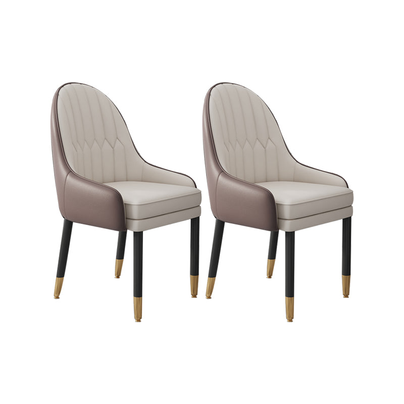 Faux Leather Dining Chairs Modern Parsons Arm Chair with Wood Legs