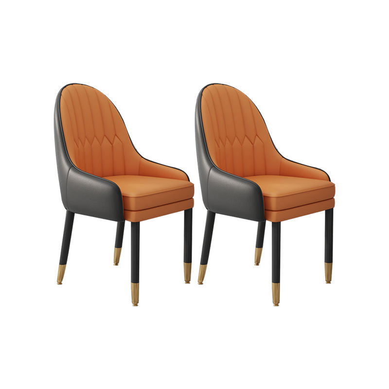 Faux Leather Dining Chairs Modern Parsons Arm Chair with Wood Legs