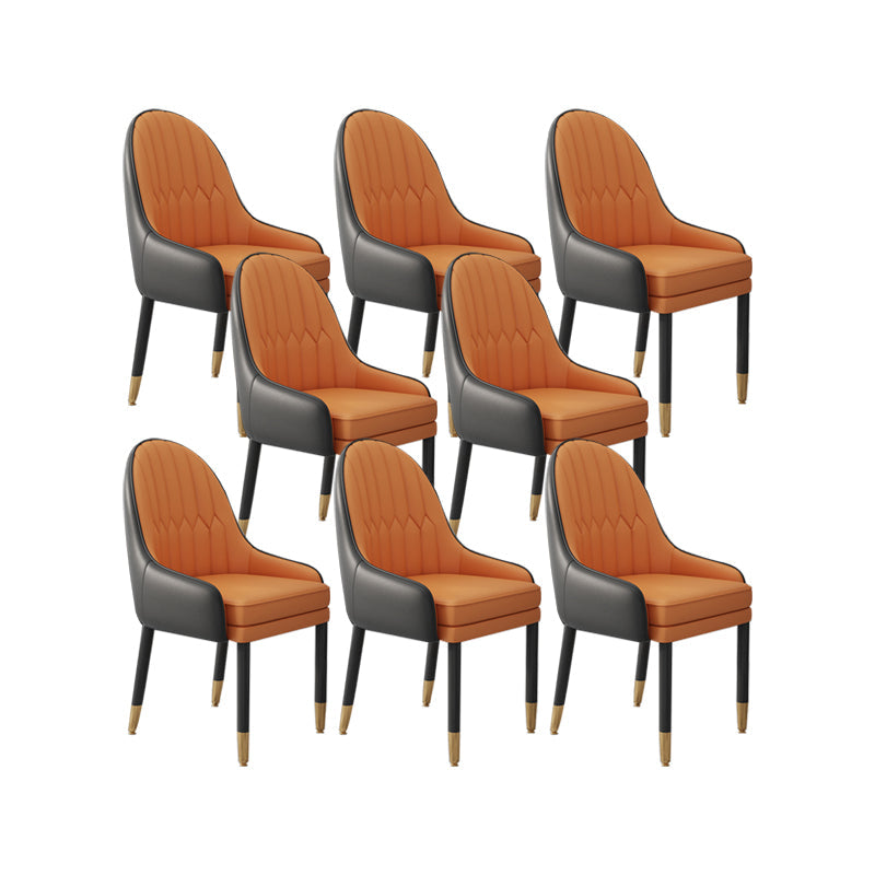 Faux Leather Dining Chairs Modern Parsons Arm Chair with Wood Legs