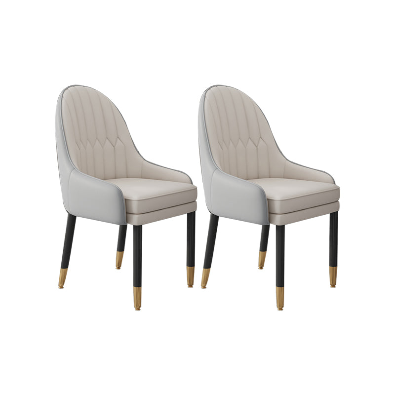 Faux Leather Dining Chairs Modern Parsons Arm Chair with Wood Legs