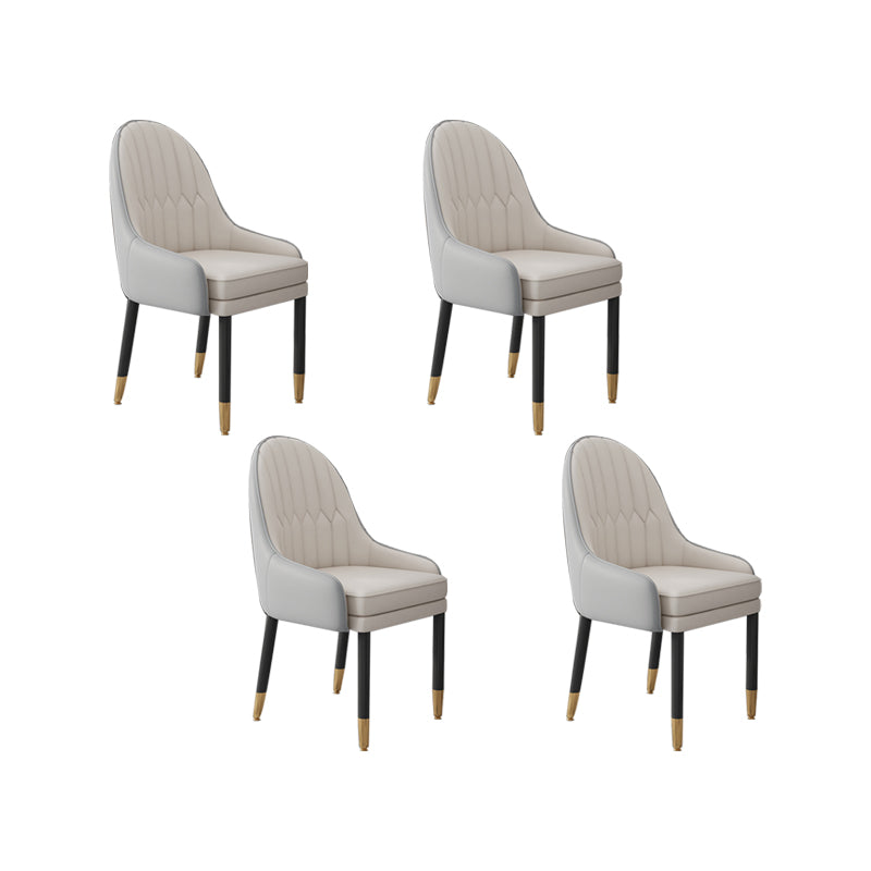 Faux Leather Dining Chairs Modern Parsons Arm Chair with Wood Legs