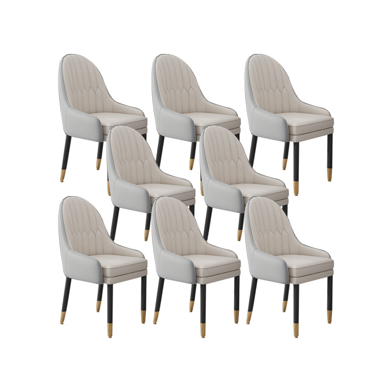 Faux Leather Dining Chairs Modern Parsons Arm Chair with Wood Legs