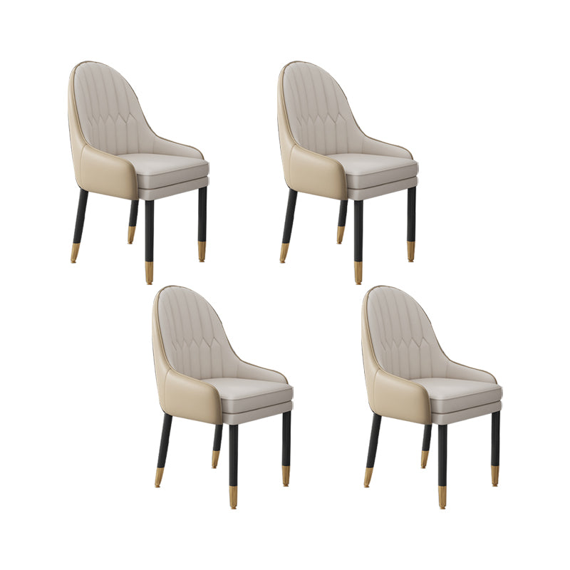 Faux Leather Dining Chairs Modern Parsons Arm Chair with Wood Legs