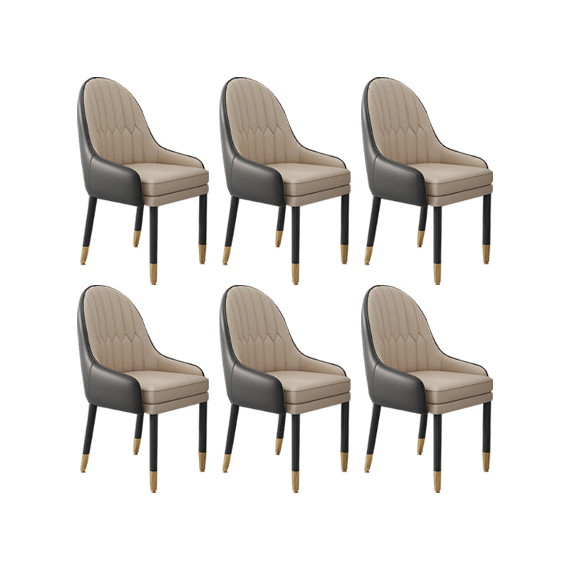 Faux Leather Dining Chairs Modern Parsons Arm Chair with Wood Legs