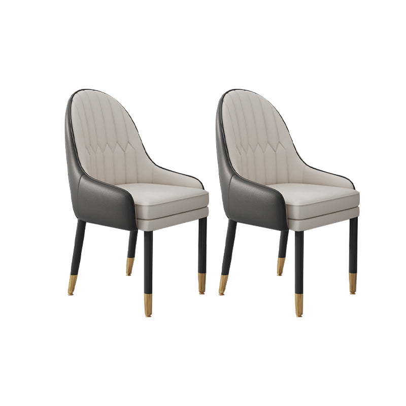 Faux Leather Dining Chairs Modern Parsons Arm Chair with Wood Legs