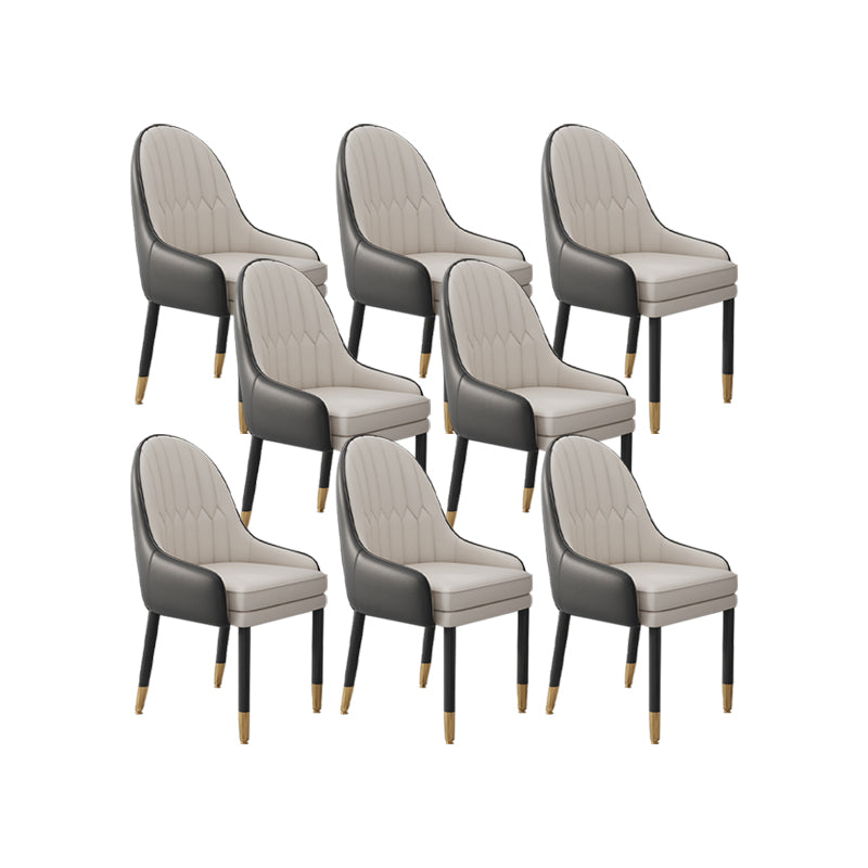 Faux Leather Dining Chairs Modern Parsons Arm Chair with Wood Legs
