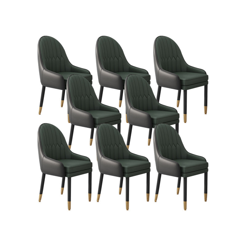 Faux Leather Dining Chairs Modern Parsons Arm Chair with Wood Legs