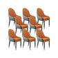Faux Leather Dining Chairs Modern Parsons Arm Chair with Wood Legs
