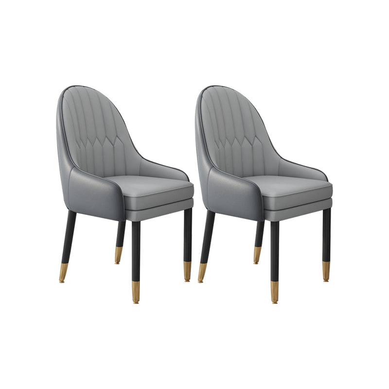 Faux Leather Dining Chairs Modern Parsons Arm Chair with Wood Legs