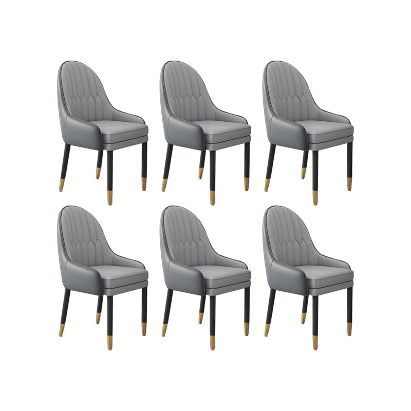 Faux Leather Dining Chairs Modern Parsons Arm Chair with Wood Legs