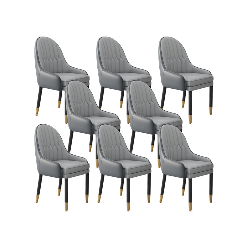 Faux Leather Dining Chairs Modern Parsons Arm Chair with Wood Legs
