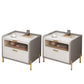 Modern Accent Table Nightstand Stone Drawer Storage Bedside Cabinet with Legs 18"L x 16"W x 20.5"H Grey 2 Piece Set Clearhalo 'Bedroom Furniture' 'furn' 'furn_night_stand' 'Furniture' 'night_stand' 'Nightstands' 7244433