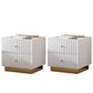 Modern Accent Table Nightstand Stone Drawer Storage Bedside Cabinet with Legs 16"L x 16"W x 19"H White 2 Piece Set Clearhalo 'Bedroom Furniture' 'furn' 'furn_night_stand' 'Furniture' 'night_stand' 'Nightstands' 7244448