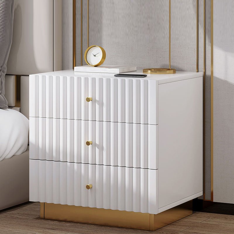 Modern Accent Table Nightstand Stone Drawer Storage Bedside Cabinet with Legs 20"L x 16"W x 22"H White 1 Piece Clearhalo 'Bedroom Furniture' 'furn' 'furn_night_stand' 'Furniture' 'night_stand' 'Nightstands' 7244450