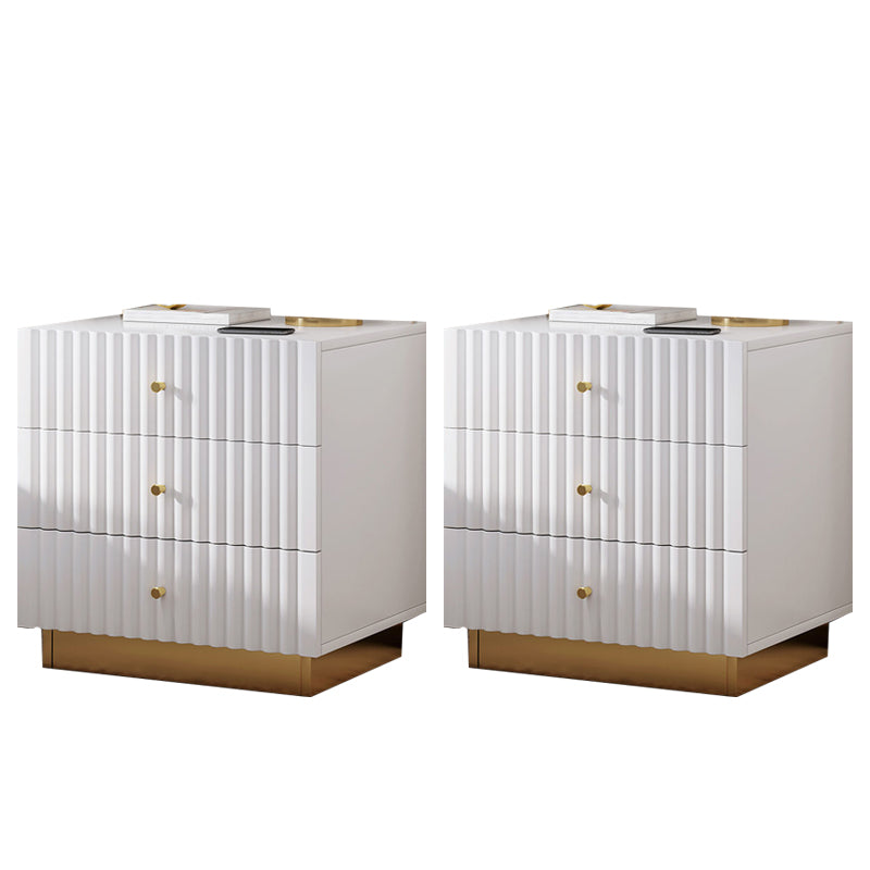 Modern Accent Table Nightstand Stone Drawer Storage Bedside Cabinet with Legs 20"L x 16"W x 22"H White 2 Piece Set Clearhalo 'Bedroom Furniture' 'furn' 'furn_night_stand' 'Furniture' 'night_stand' 'Nightstands' 7244451